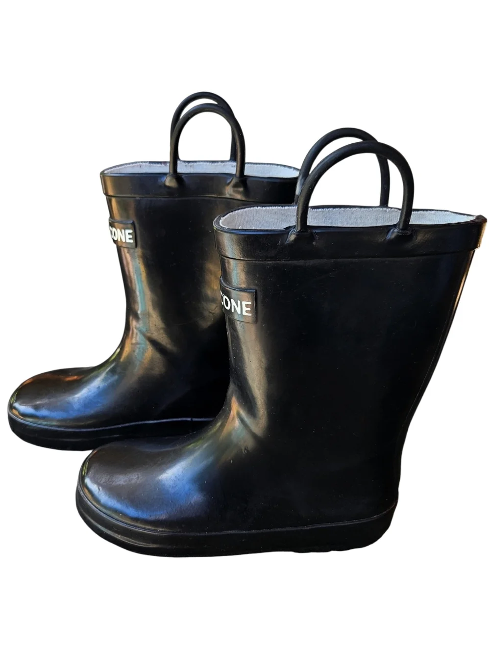 Boy's Lone Cone Black Waterproof Pull-On Rain Boots Size 12